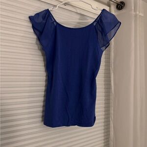 Express Royal Blue Sheer Sleeve Blouse